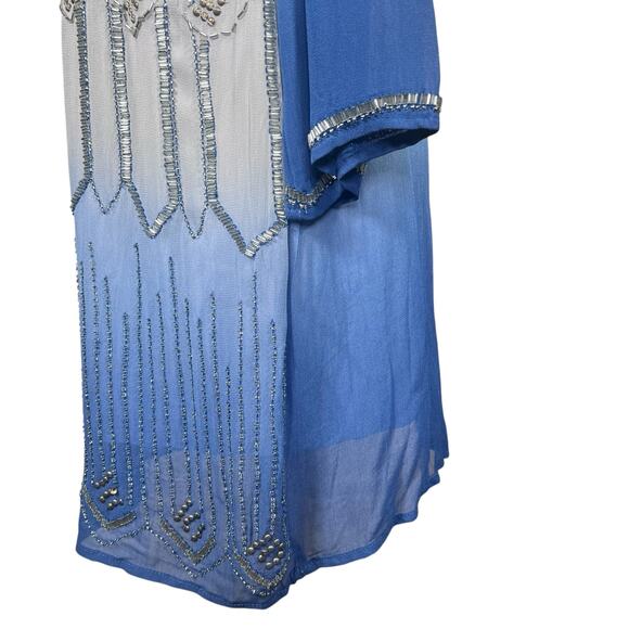 Belle Badgley Mischka Women’s Viscose Ombré Beaded Cocktail Party Dress size 10 - Picture 8 of 15